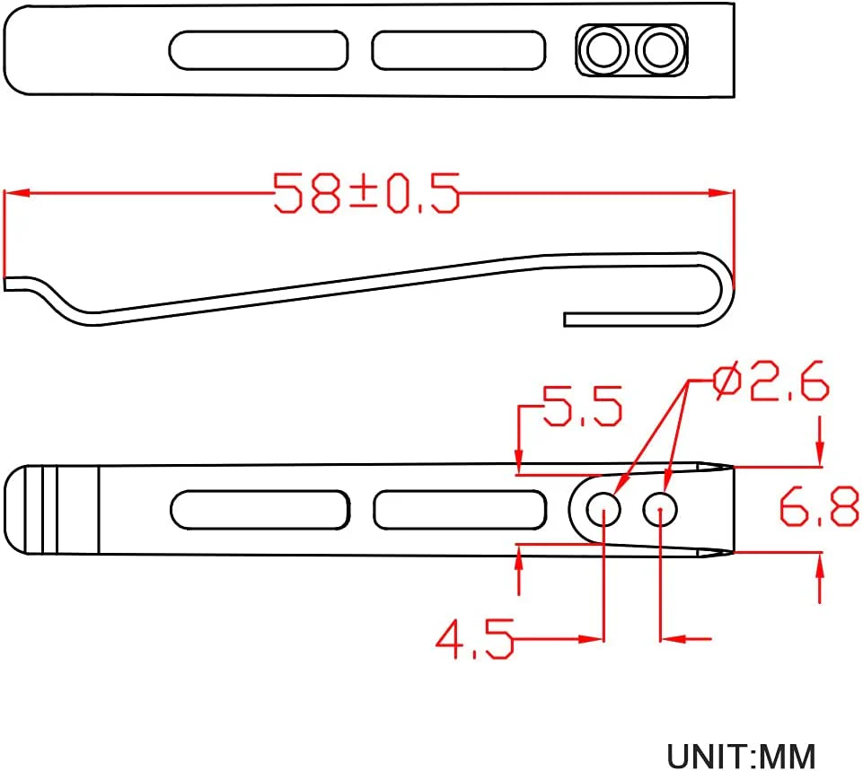 CIVIVI 2PCS Deep Carry Pocket Clip for EDC Knife with Recessed Screw Hole, NOT Screws Included CA-06D - Image 4