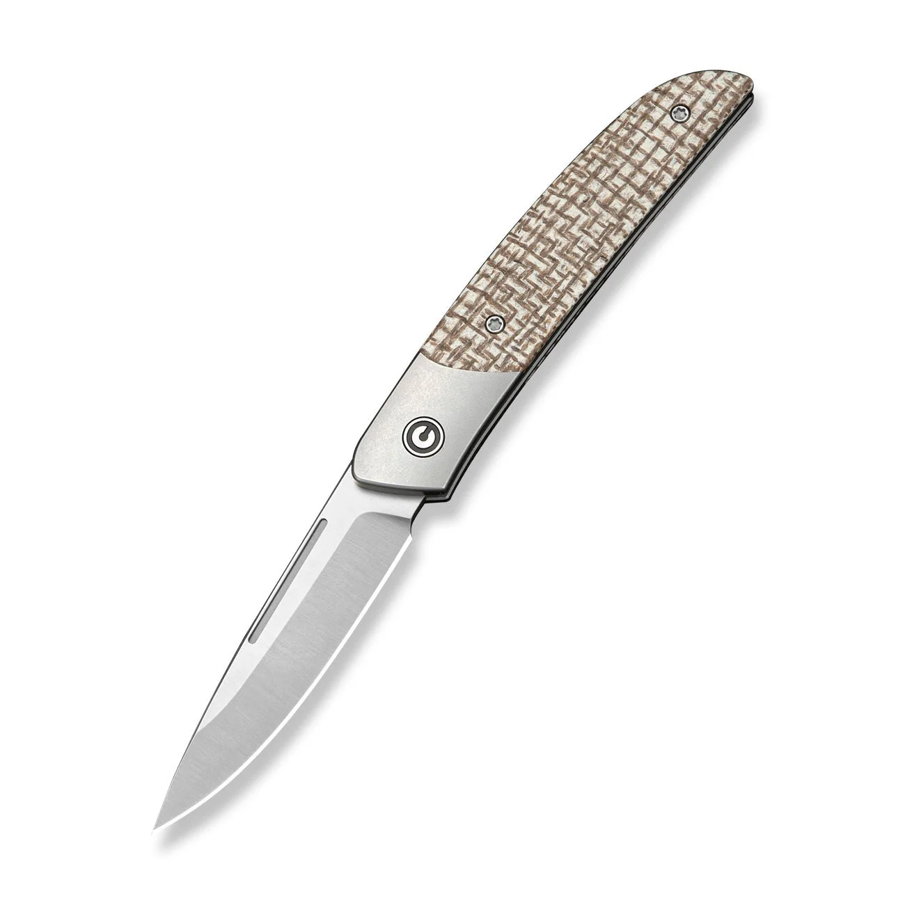 CIVIVI Aevren Slip Joint Knife Gray Stainless Steel With Burlap Micarta Inlay (2.98" Satin Finished Nitro-V Blade) C25094B Sample1 - Image 3