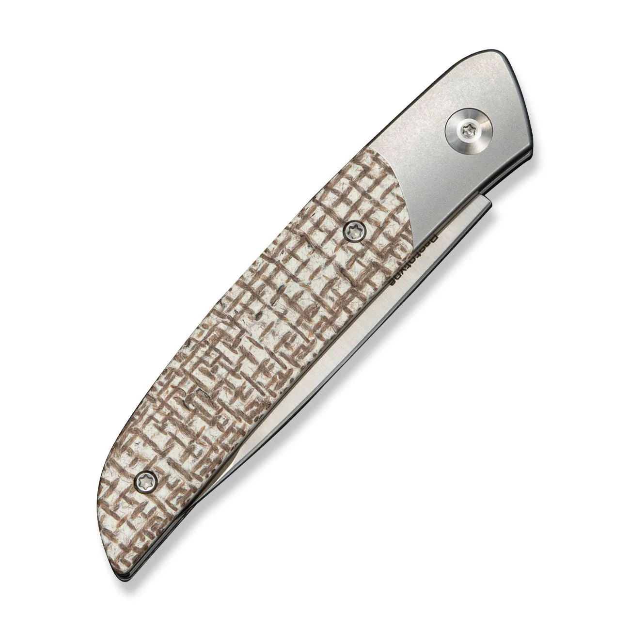 CIVIVI Aevren Slip Joint Knife Gray Stainless Steel With Burlap Micarta Inlay (2.98" Satin Finished Nitro-V Blade) C25094B Sample1 - Image 4