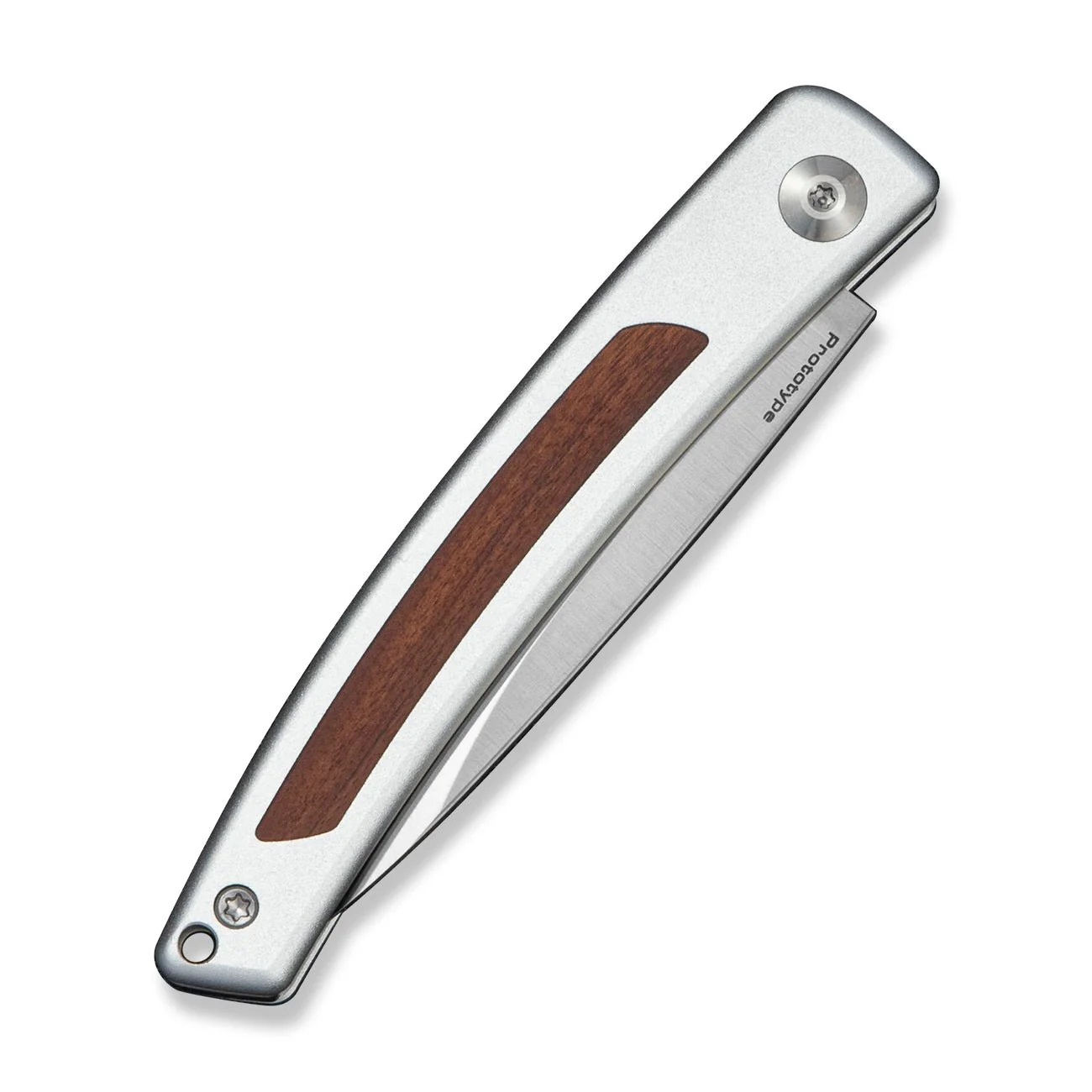 CIVIVI Almeris Slip Joint Knife Silver Aluminum With Guibourtia Wood Inlay (2.95" Satin Finished Nitro-V Blade) C25091 Sample1 - Image 4