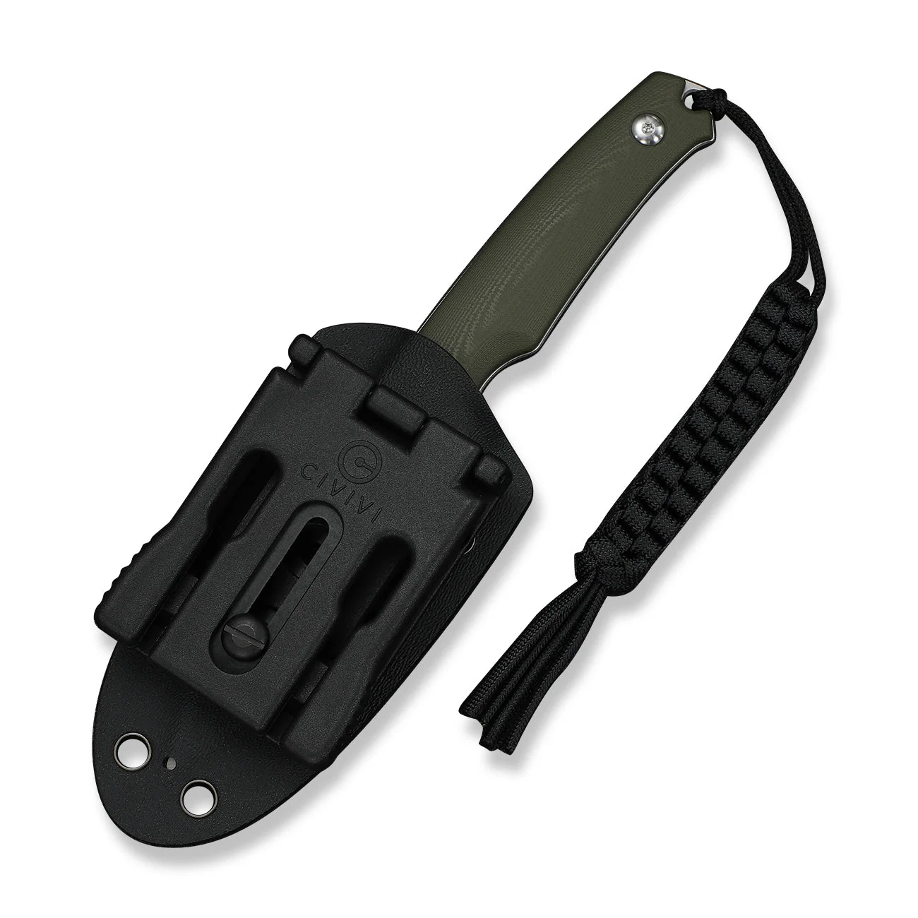 CIVIVI Altus Fixed Blade Knife OD Green G10 Handle (2.99" Stonewashed 14C28N Blade) C20076B-1, With 1PC Black Lanyard, Black Kydex Sheath & T-Clip - Image 10