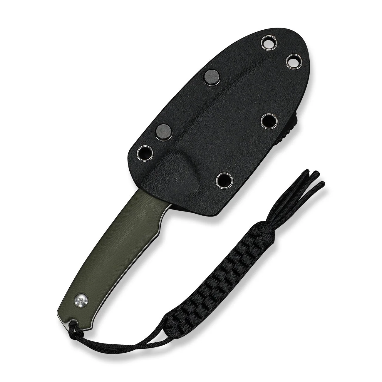 CIVIVI Altus Fixed Blade Knife OD Green G10 Handle (2.99" Stonewashed 14C28N Blade) C20076B-1, With 1PC Black Lanyard, Black Kydex Sheath & T-Clip - Image 11