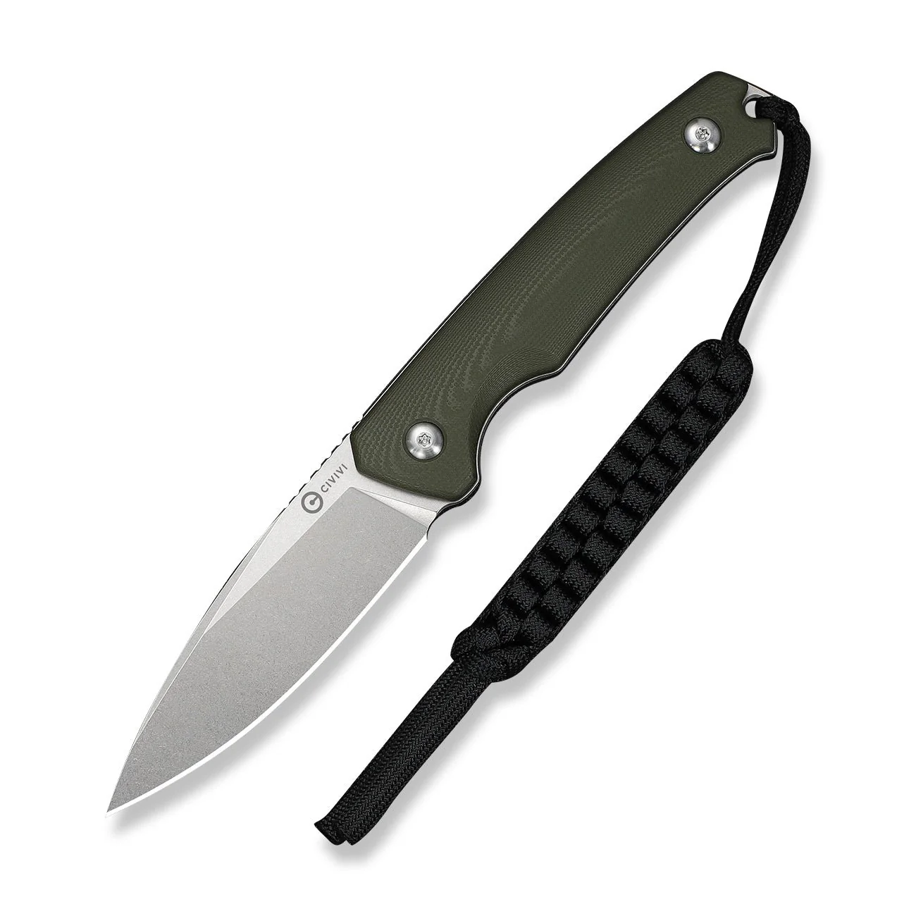 CIVIVI Altus Fixed Blade Knife OD Green G10 Handle (2.99" Stonewashed 14C28N Blade) C20076B-1, With 1PC Black Lanyard, Black Kydex Sheath & T-Clip - Image 7