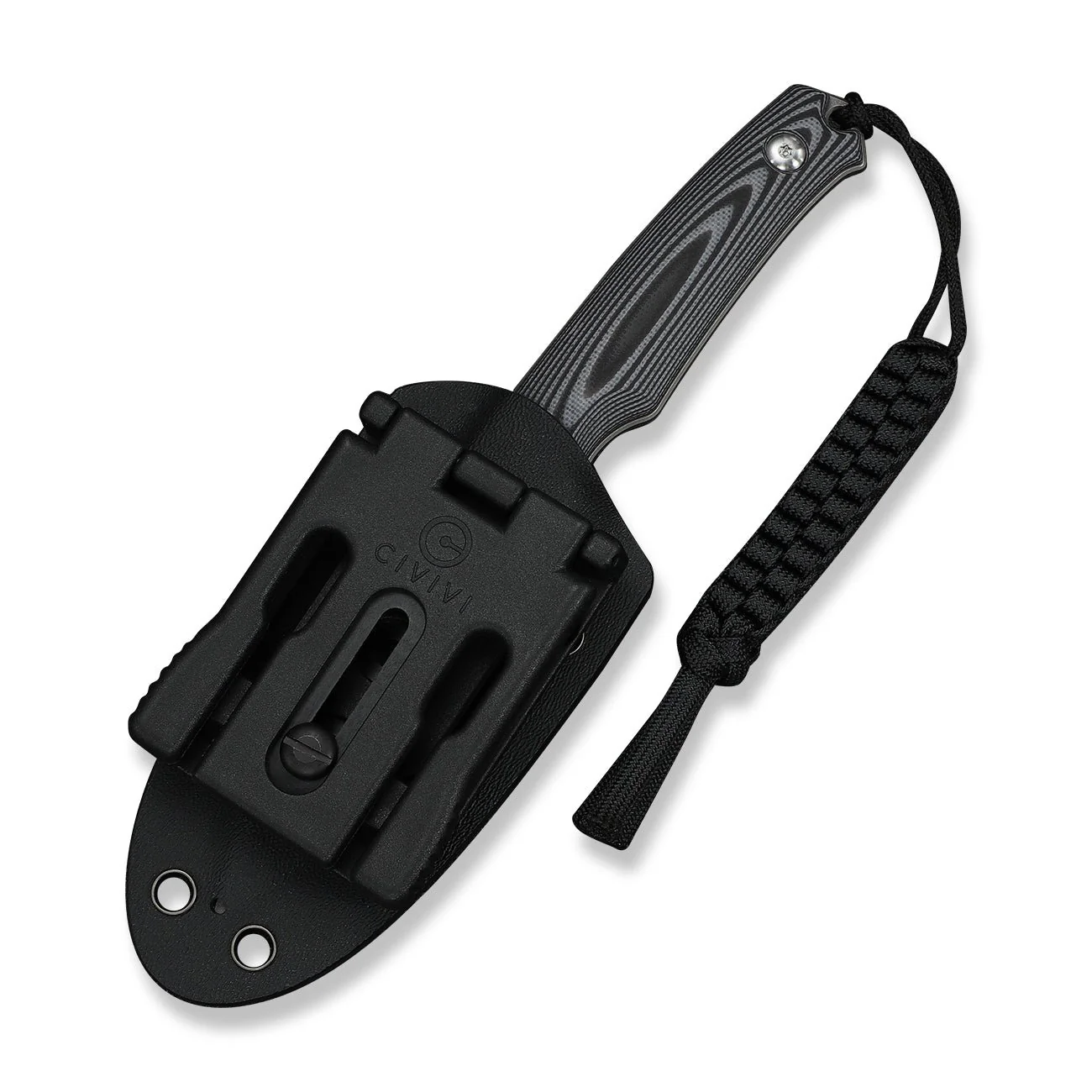 CIVIVI Altus Fixed Blade Knife Gray and Black Layered G10 Handle (2.99" Gray Stonewashed 14C28N Blade) C20076B-2, With 1PC Black Lanyard, Black Kydex Sheath & T-Clip - Image 10