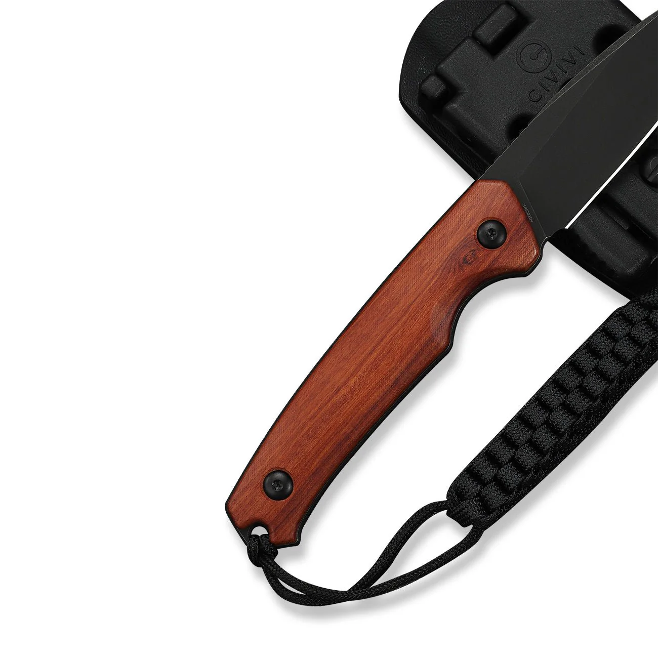CIVIVI Altus Fixed Blade Knife Guibourtia Wood Handle (2.99" Black Stonewashed 14C28N Blade) C20076B-3, With 1PC Black Lanyard, Black Kydex Sheath & T-Clip - Image 13