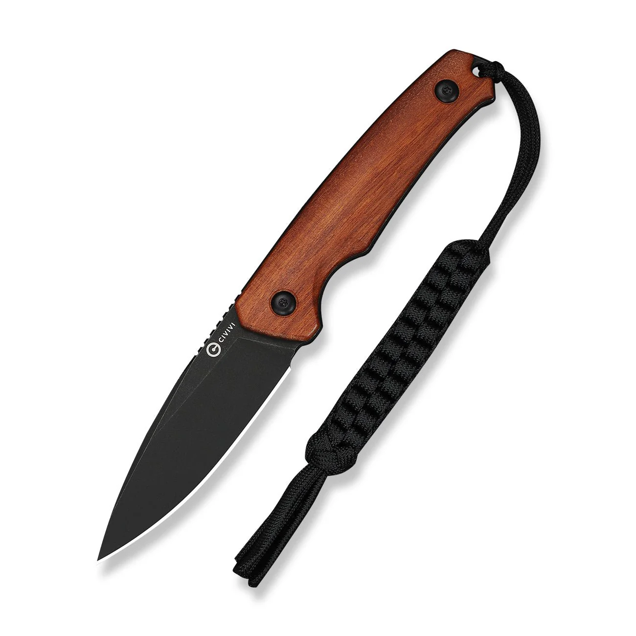 CIVIVI Altus Fixed Blade Knife Guibourtia Wood Handle (2.99" Black Stonewashed 14C28N Blade) C20076B-3, With 1PC Black Lanyard, Black Kydex Sheath & T-Clip - Image 8