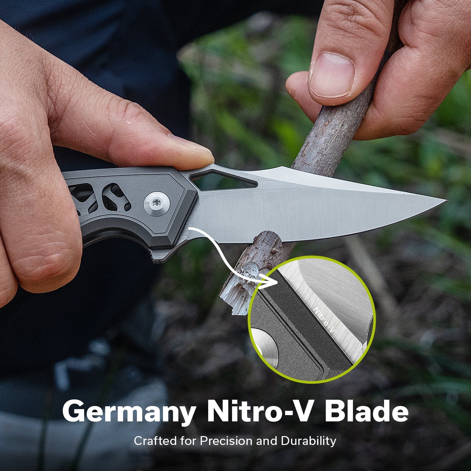 CIVIVI Anaaki Flipper & Thumb Hole & Button Lock Knife Aluminum Handle (2.98" Nitro-V Blade) C24039-2 - Image 2