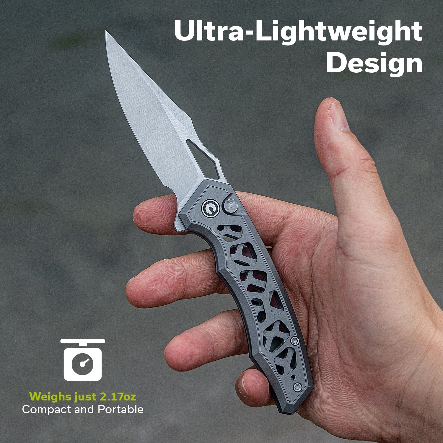 CIVIVI Anaaki Flipper & Thumb Hole & Button Lock Knife Aluminum Handle (2.98" Nitro-V Blade) C24039-2 - Image 3
