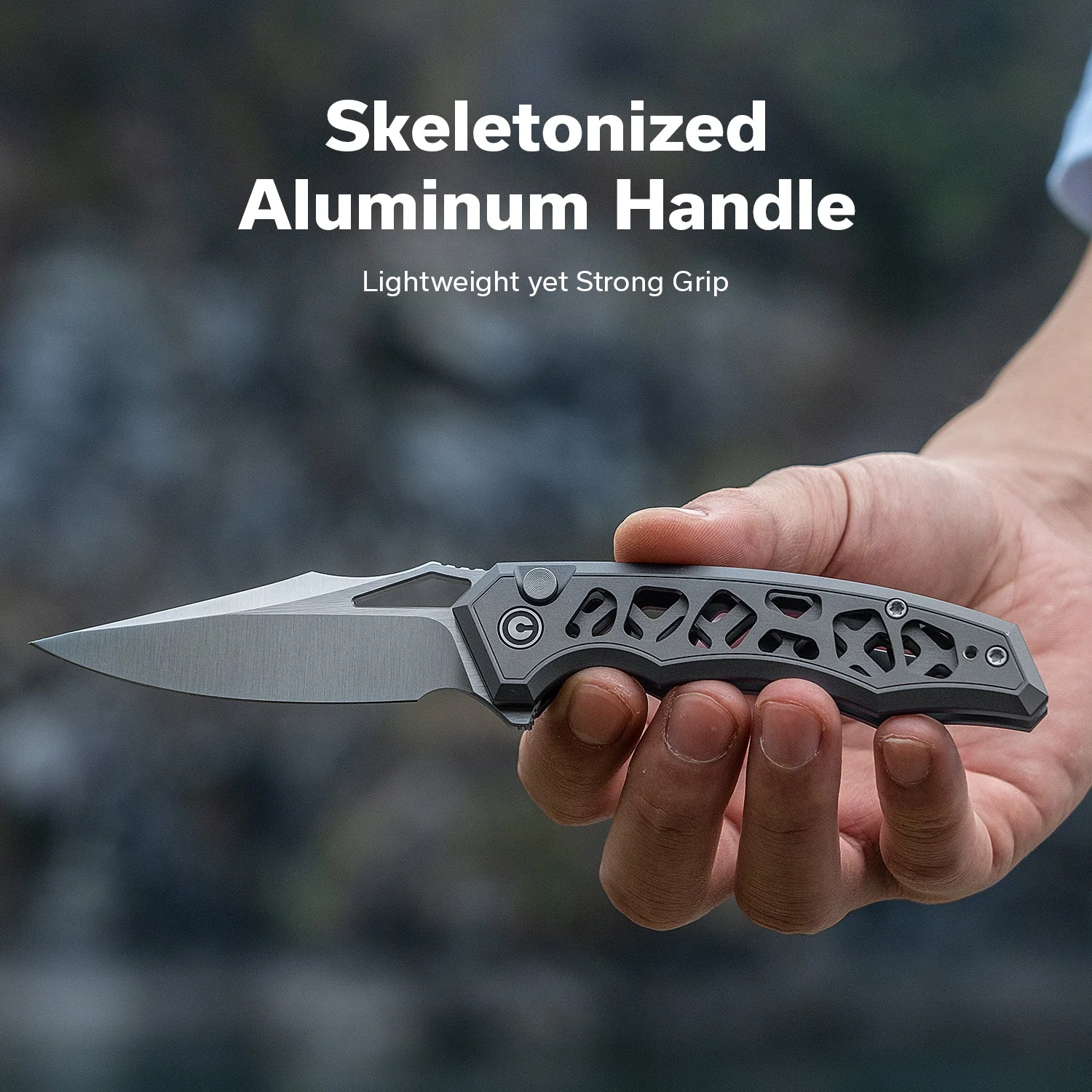 CIVIVI Anaaki Flipper & Thumb Hole & Button Lock Knife Aluminum Handle (2.98" Nitro-V Blade) C24039-2 - Image 4