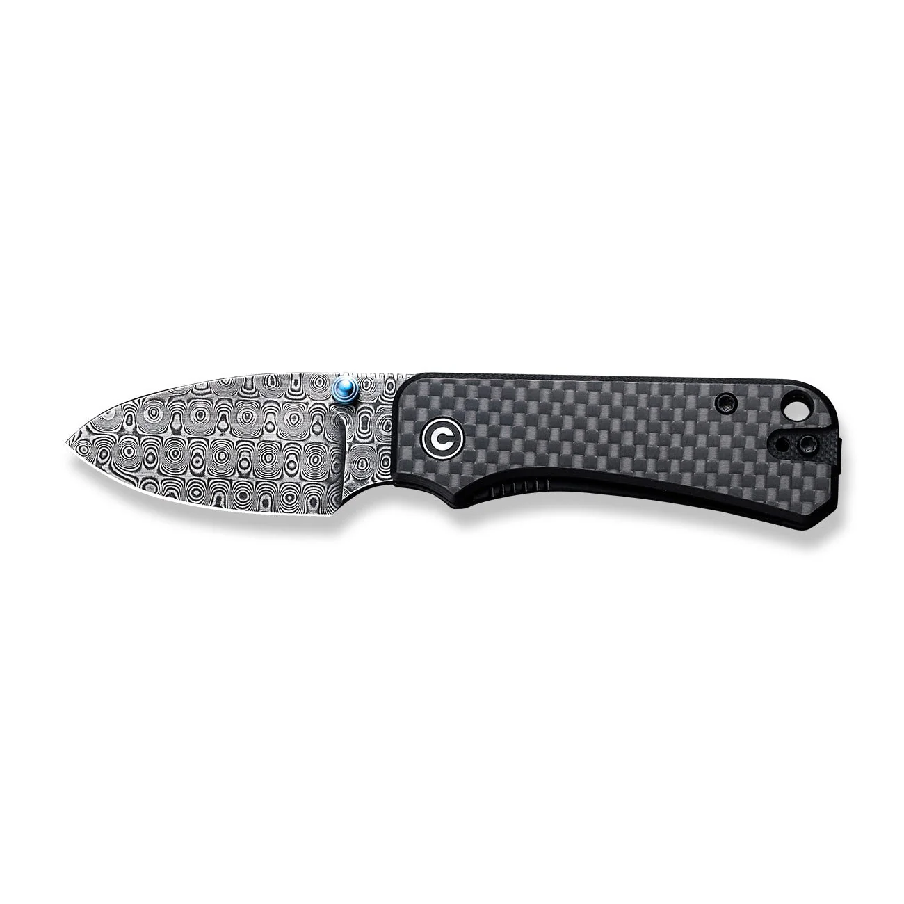 CIVIVI Baby Banter Thumb Stud Knife Carbon Fiber & G10 Handle (2.34" Damascus Blade) C19068S-DS1 - Image 10