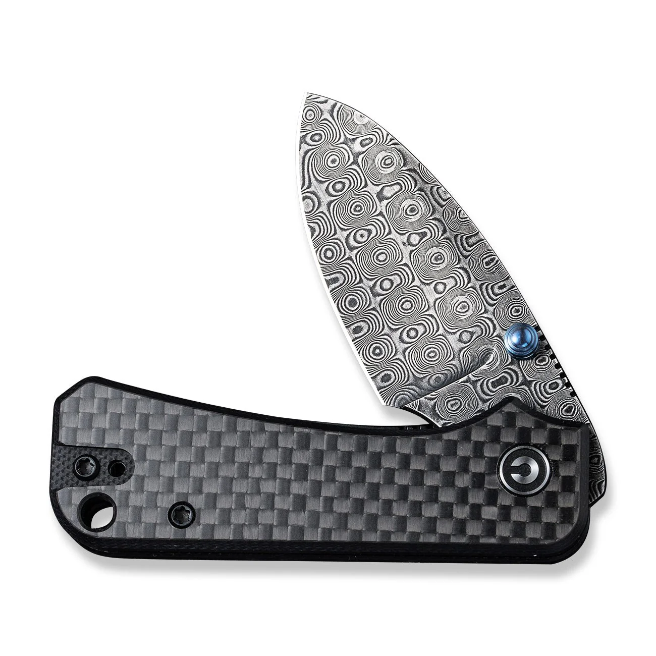 CIVIVI Baby Banter Thumb Stud Knife Carbon Fiber & G10 Handle (2.34" Damascus Blade) C19068S-DS1 - Image 11