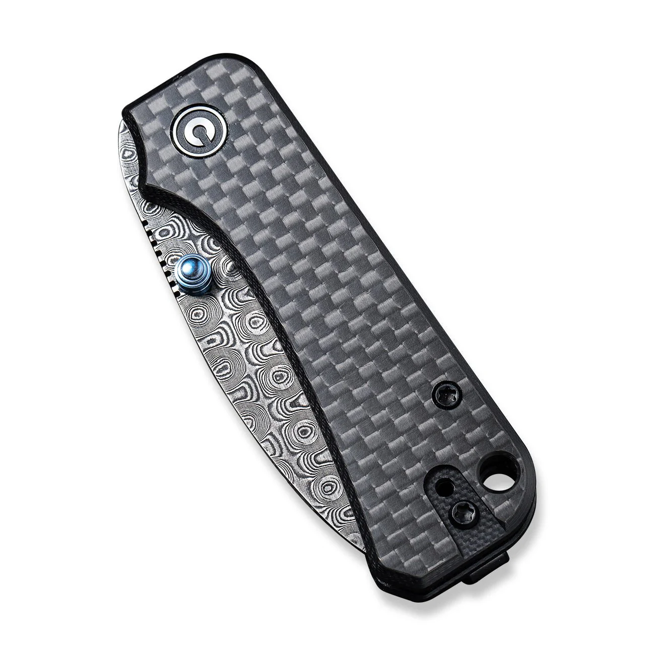 CIVIVI Baby Banter Thumb Stud Knife Carbon Fiber & G10 Handle (2.34" Damascus Blade) C19068S-DS1 - Image 12