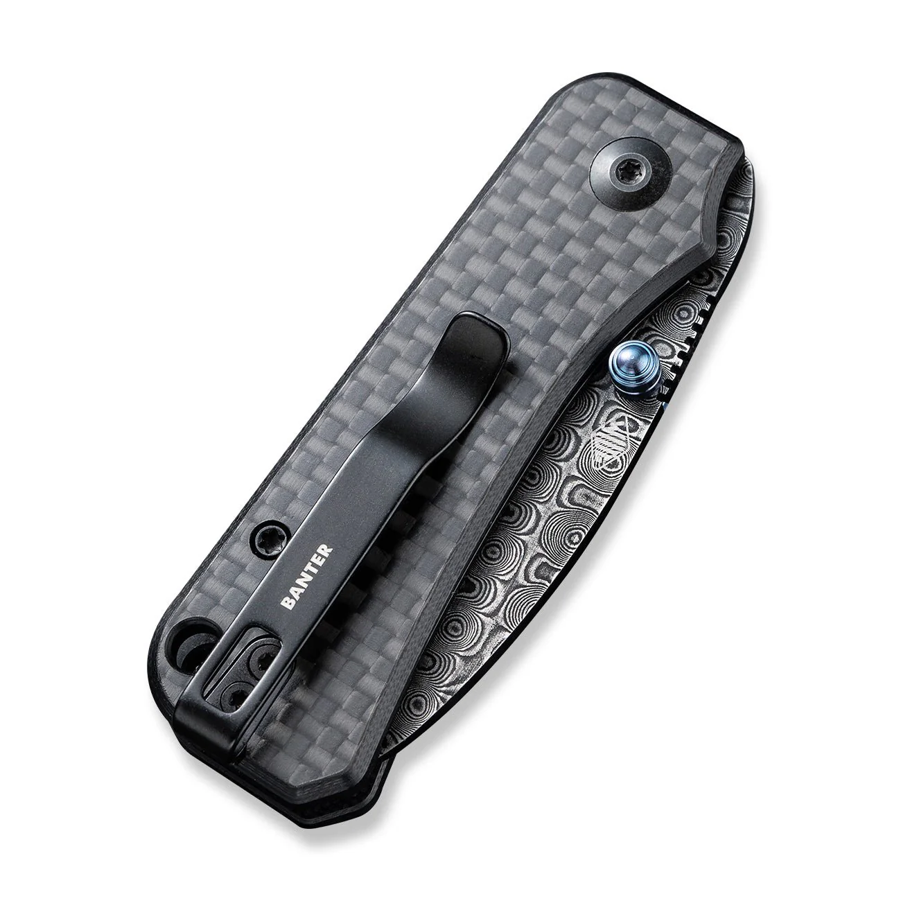 CIVIVI Baby Banter Thumb Stud Knife Carbon Fiber & G10 Handle (2.34" Damascus Blade) C19068S-DS1 - Image 13