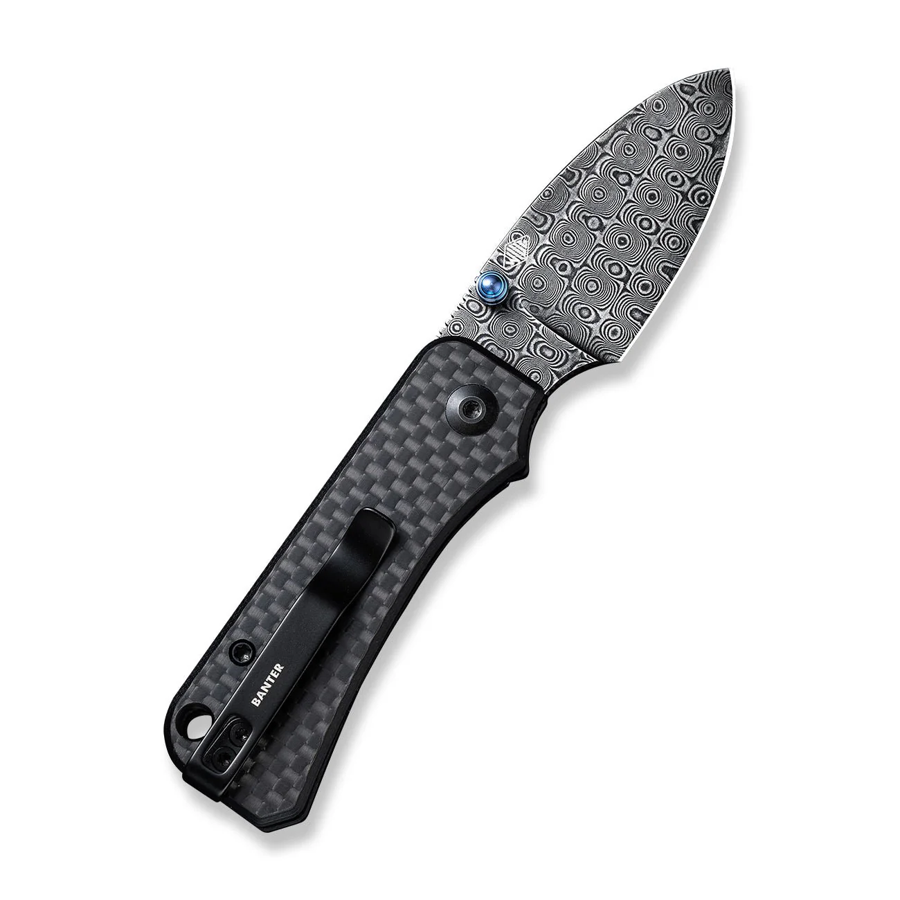 CIVIVI Baby Banter Thumb Stud Knife Carbon Fiber & G10 Handle (2.34" Damascus Blade) C19068S-DS1 - Image 8