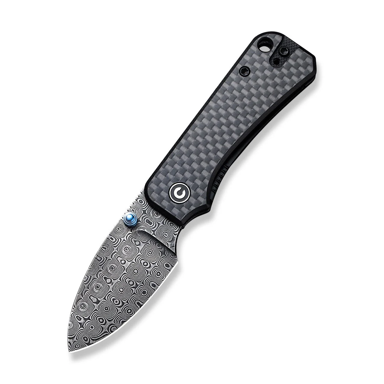 CIVIVI Baby Banter Thumb Stud Knife Carbon Fiber & G10 Handle (2.34" Damascus Blade) C19068S-DS1 - Image 9