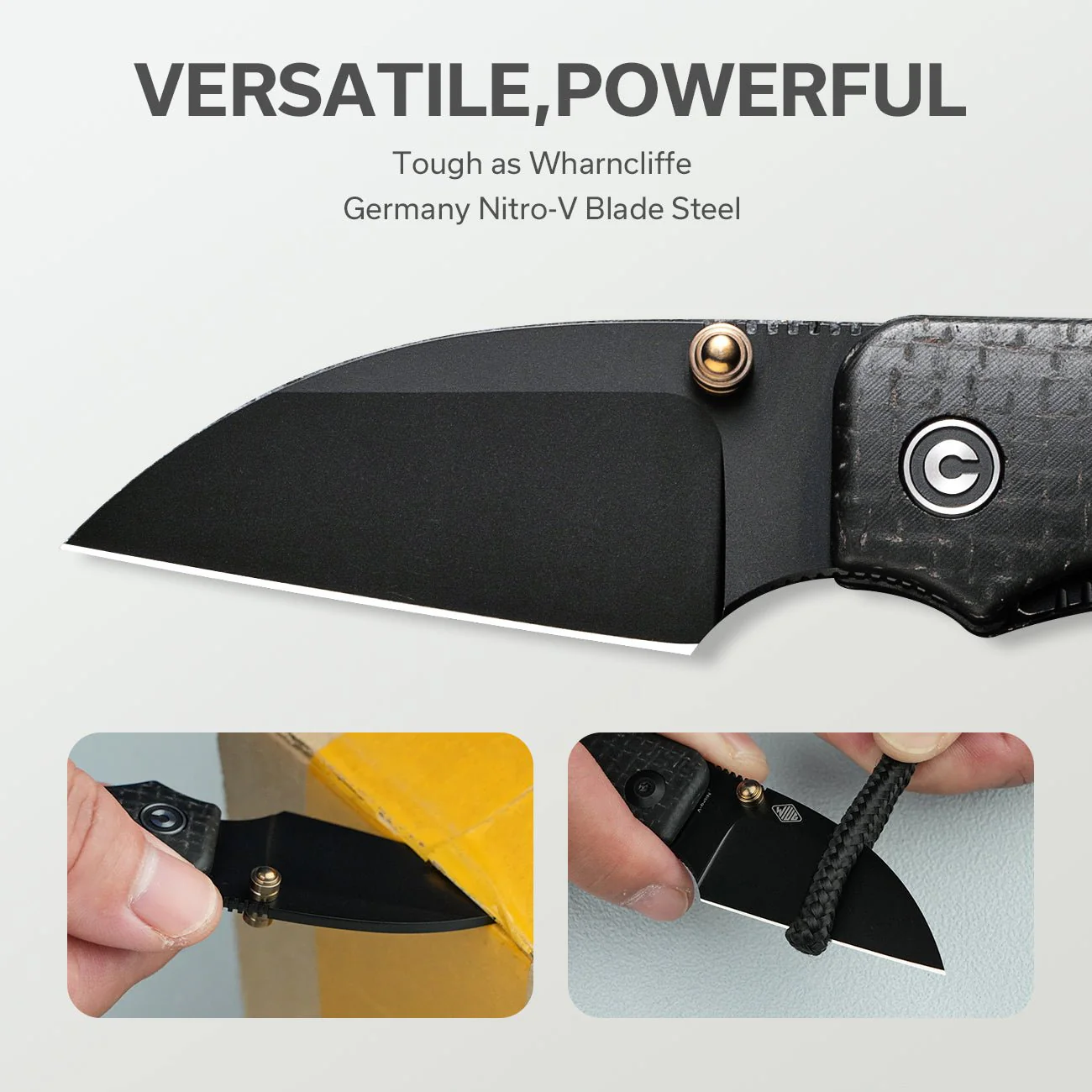 CIVIVI Baby Banter Wharncliffe Thumb Stud Knife Micarta Handle (2.32" Nitro-V Blade) C19068SC-1 - Image 3