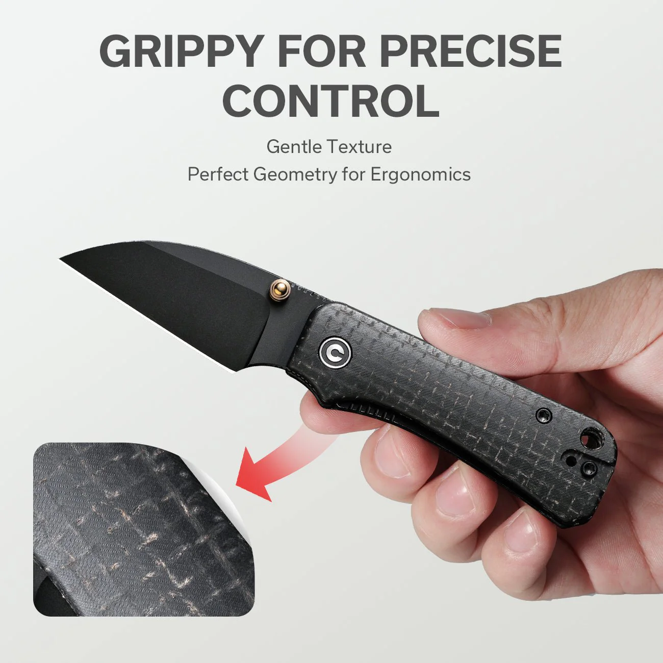 CIVIVI Baby Banter Wharncliffe Thumb Stud Knife Micarta Handle (2.32" Nitro-V Blade) C19068SC-1 - Image 4