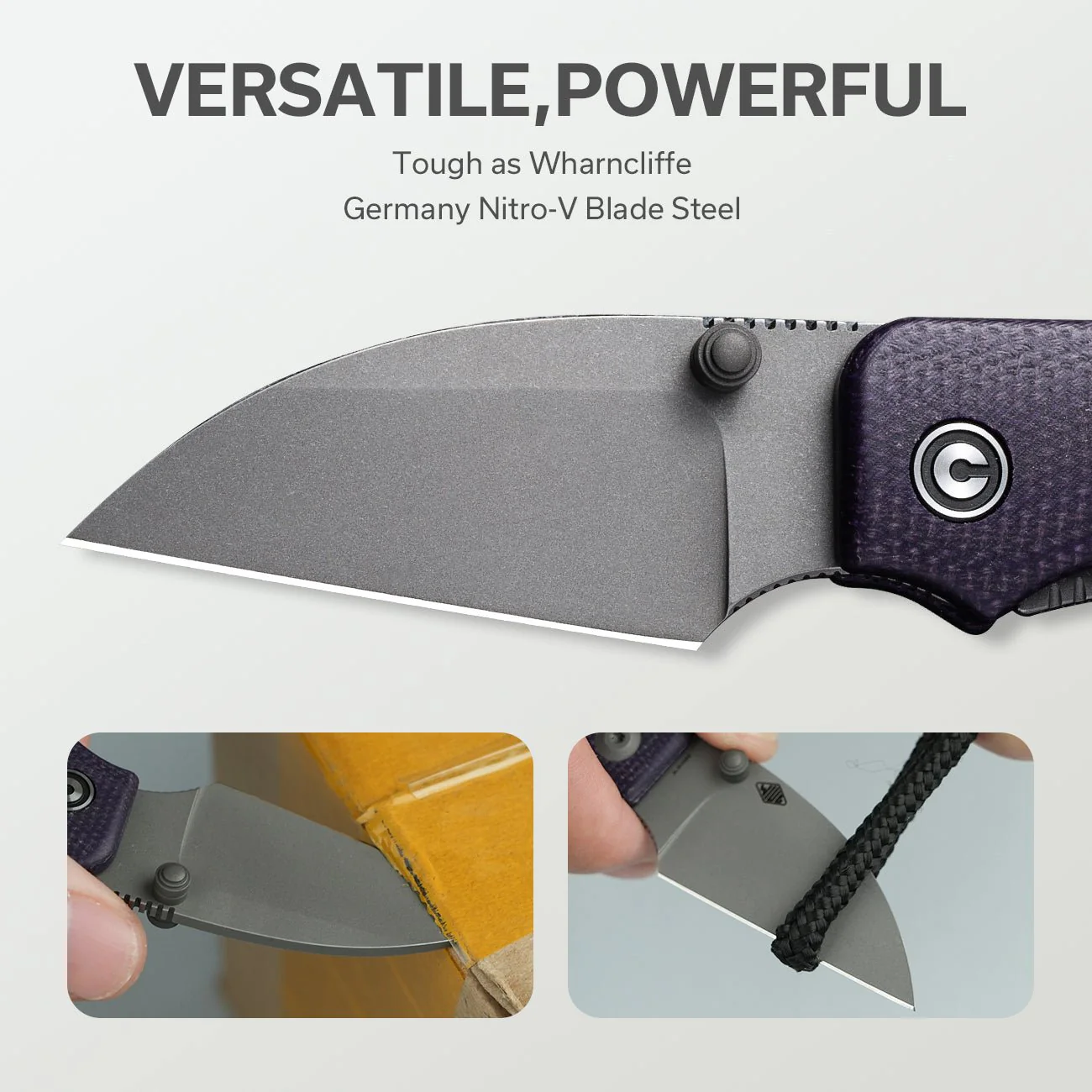 CIVIVI Baby Banter Wharncliffe Thumb Stud Knife Micarta Handle (2.32" Nitro-V Blade) C19068SC-2 - Image 3