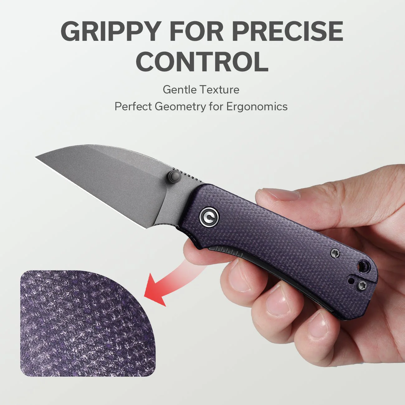 CIVIVI Baby Banter Wharncliffe Thumb Stud Knife Micarta Handle (2.32" Nitro-V Blade) C19068SC-2 - Image 4