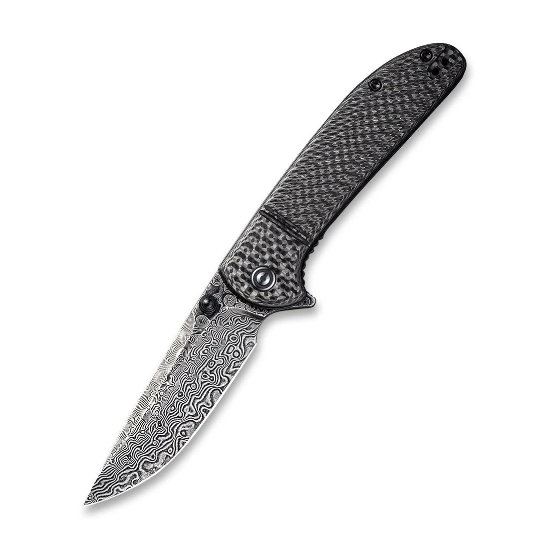 CIVIVI Badlands Vagabond Flipper & Thumb Stud Knife Carbon Fiber Handle (3.25" Damascus Blade) C2019DS-1 - Image 3