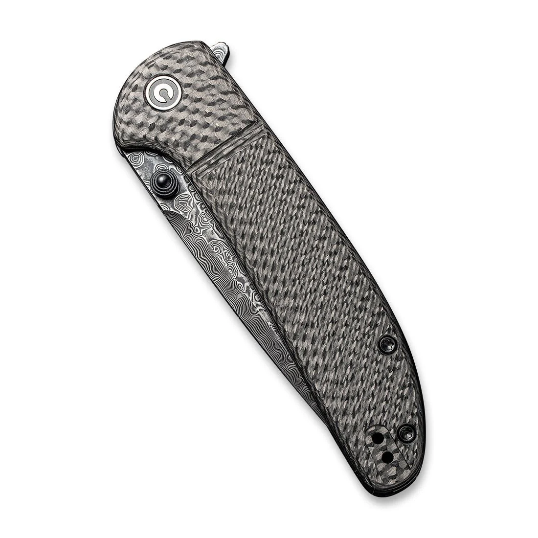 CIVIVI Badlands Vagabond Flipper & Thumb Stud Knife Carbon Fiber Handle (3.25" Damascus Blade) C2019DS-1 - Image 5