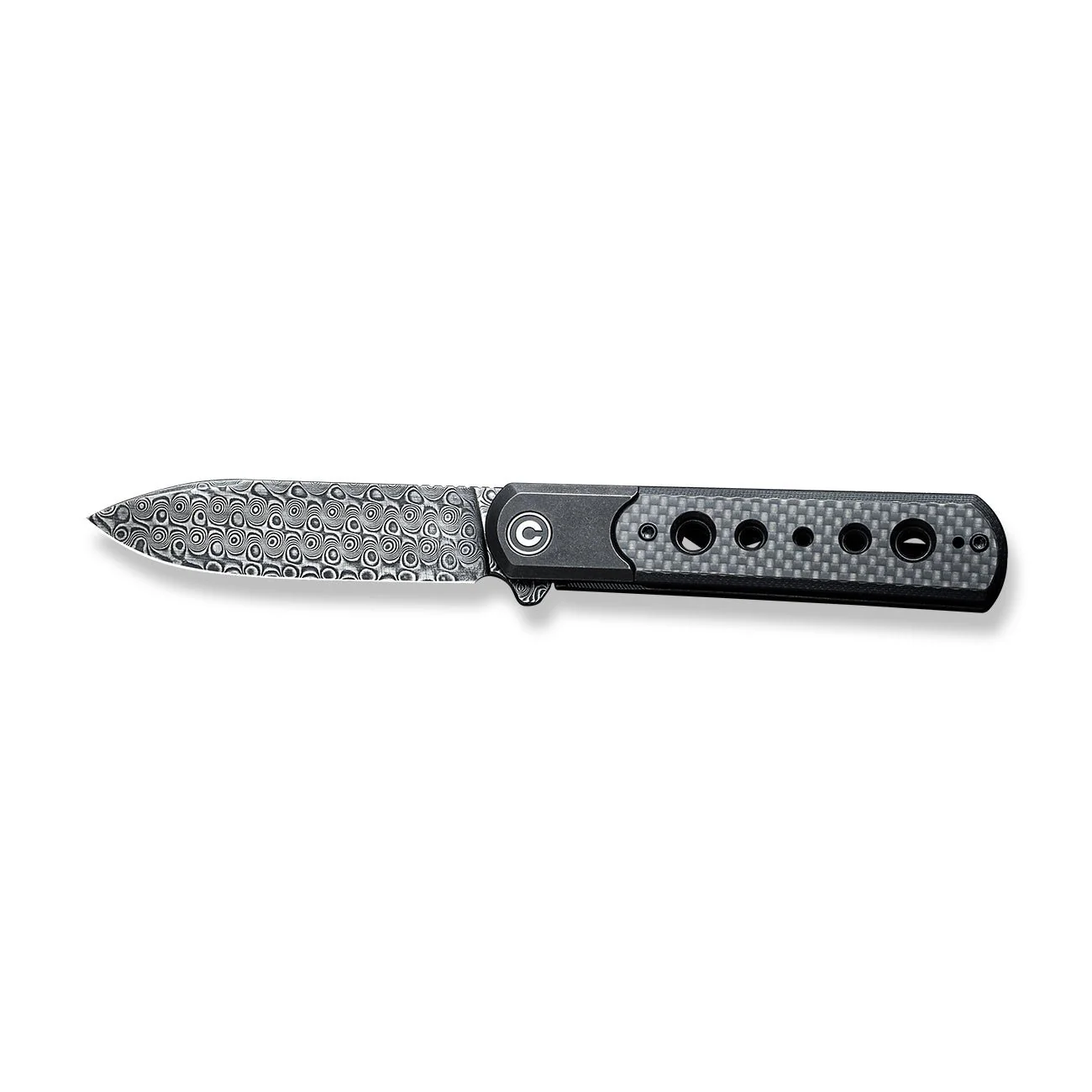 CIVIVI Banneret Flipper Knife Stainless Steel & G10 & Carbon Fiber Handle (3.48" Damascus Blade) C20040D-DS1 - Image 4
