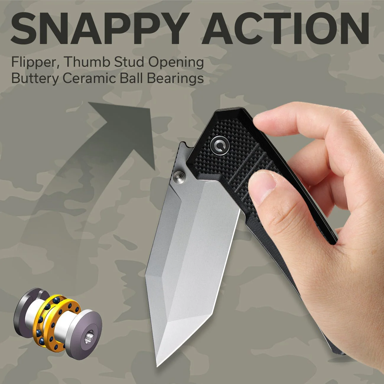 CIVIVI Bhaltair Flipper & Thumb Stud Knife G10 Handle (3.98" 14C28N Blade) C23024-1 - Image 3
