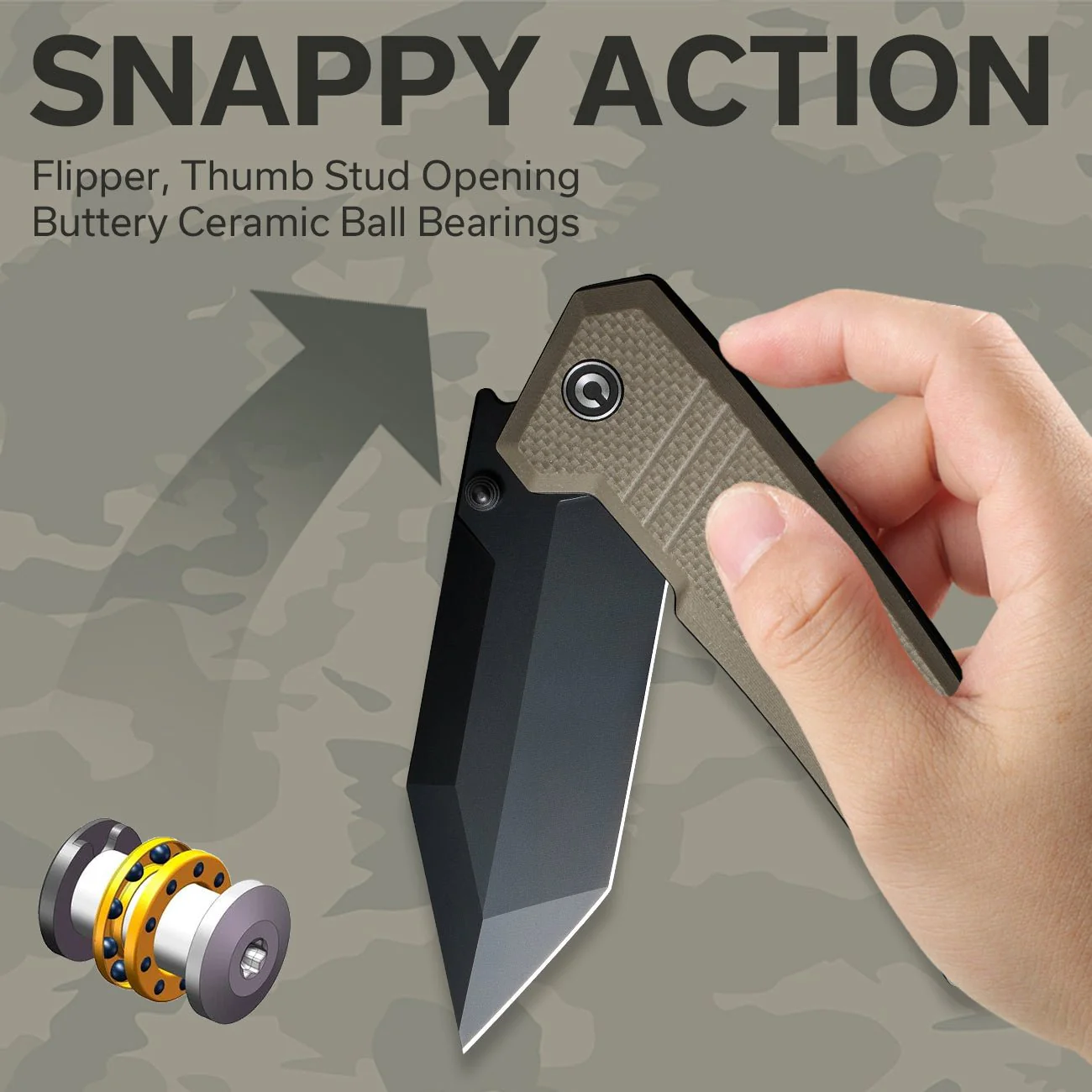 CIVIVI Bhaltair Flipper & Thumb Stud Knife G10 Handle (3.98" 14C28N Blade) C23024-2 - Image 3