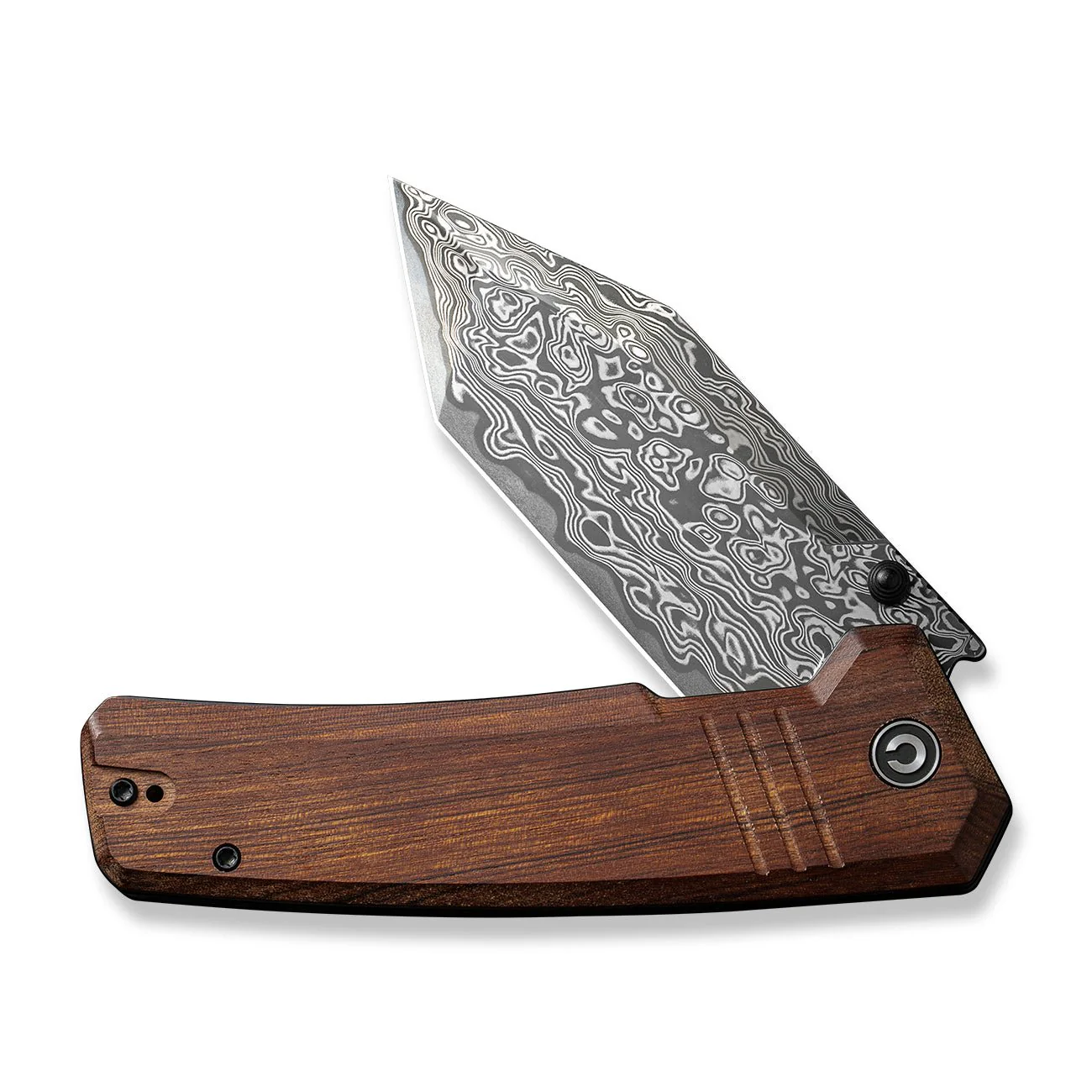 CIVIVI Bhaltair Flipper & Thumb Stud Knife Wood Handle (3.98" Damascus Blade) C23024-DS1 - Image 9