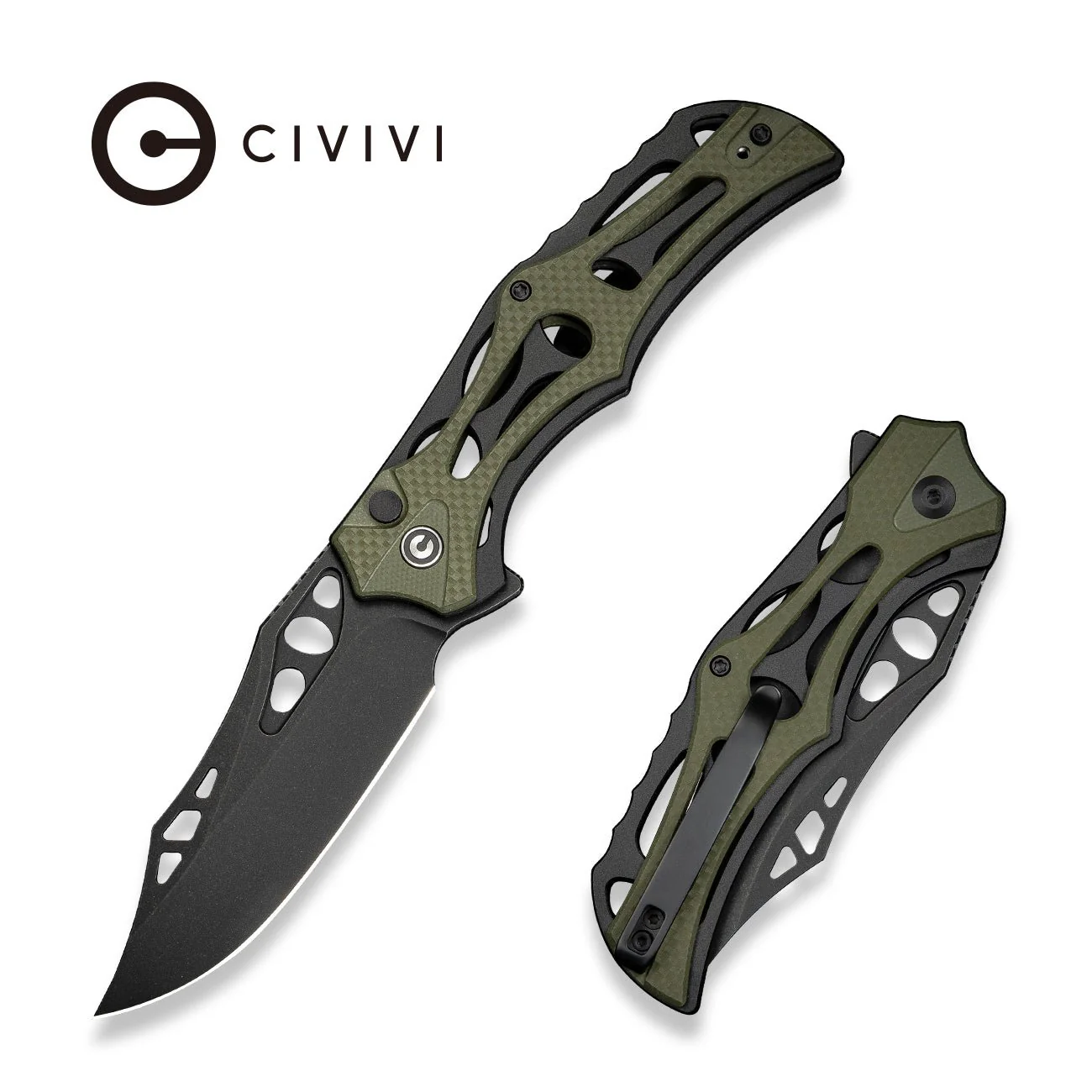 CIVIVI Biophase Flipper & Button Lock Knife Aluminum & G10 Handle (3.48" Nitro-V Blade) C23083C-2