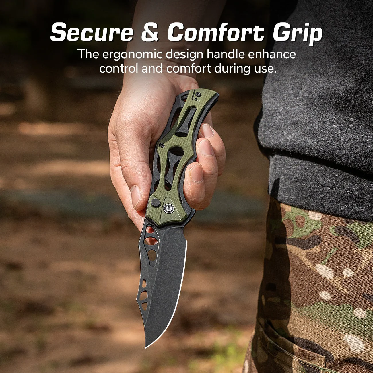 CIVIVI Biophase Flipper & Button Lock Knife Aluminum & G10 Handle (3.48" Nitro-V Blade) C23083C-2 - Image 5