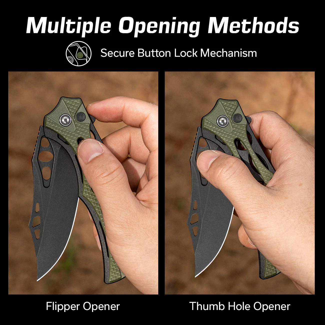 CIVIVI Biophase Flipper & Button Lock Knife Aluminum & G10 Handle (3.48" Nitro-V Blade) C23083C-2 - Image 6