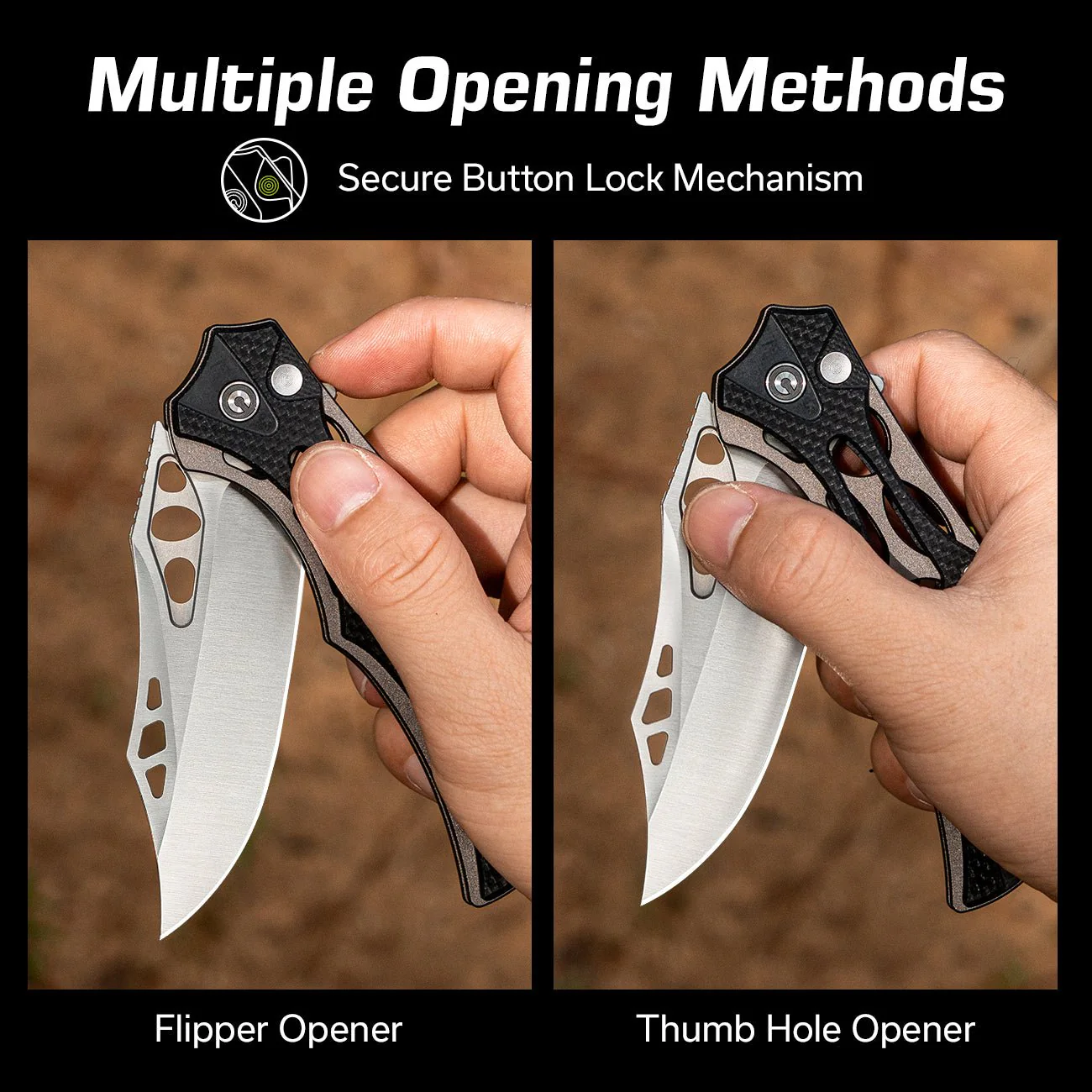CIVIVI Biophase Flipper & Button Lock Knife Aluminum & G10 Handle (3.48" Nitro-V Blade) C23083C-3 - Image 6