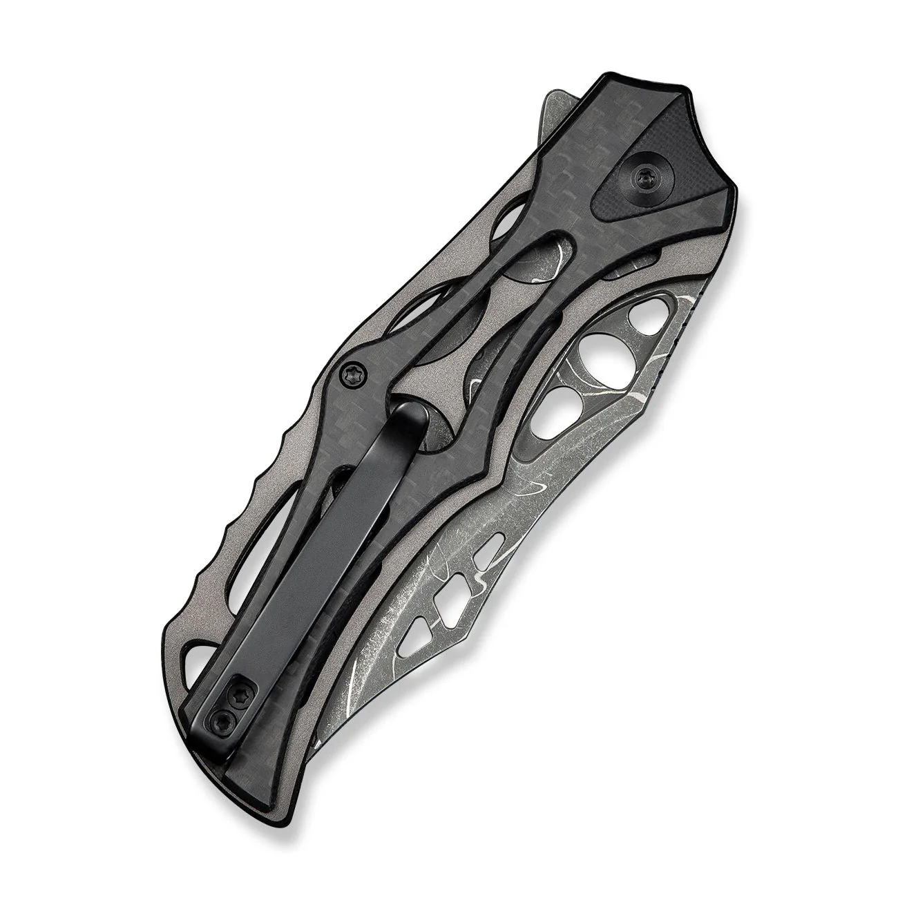 CIVIVI Biophase Flipper & Button Lock Knife Aluminum & Carbon Fiber & G10 Handle (3.48" Damascus Blade) C23083C-DS1 - Image 12