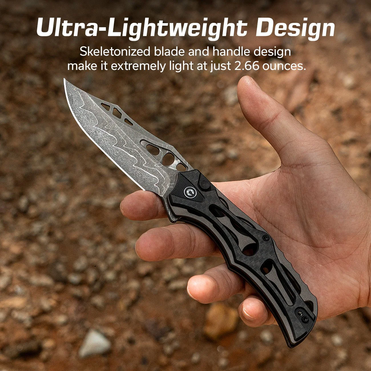 CIVIVI Biophase Flipper & Button Lock Knife Aluminum & Carbon Fiber & G10 Handle (3.48" Damascus Blade) C23083C-DS1 - Image 2