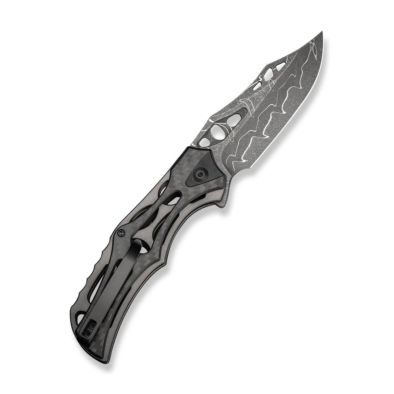 CIVIVI Biophase Flipper & Button Lock Knife Aluminum & Carbon Fiber & G10 Handle (3.48" Damascus Blade) C23083C-DS1 - Image 7