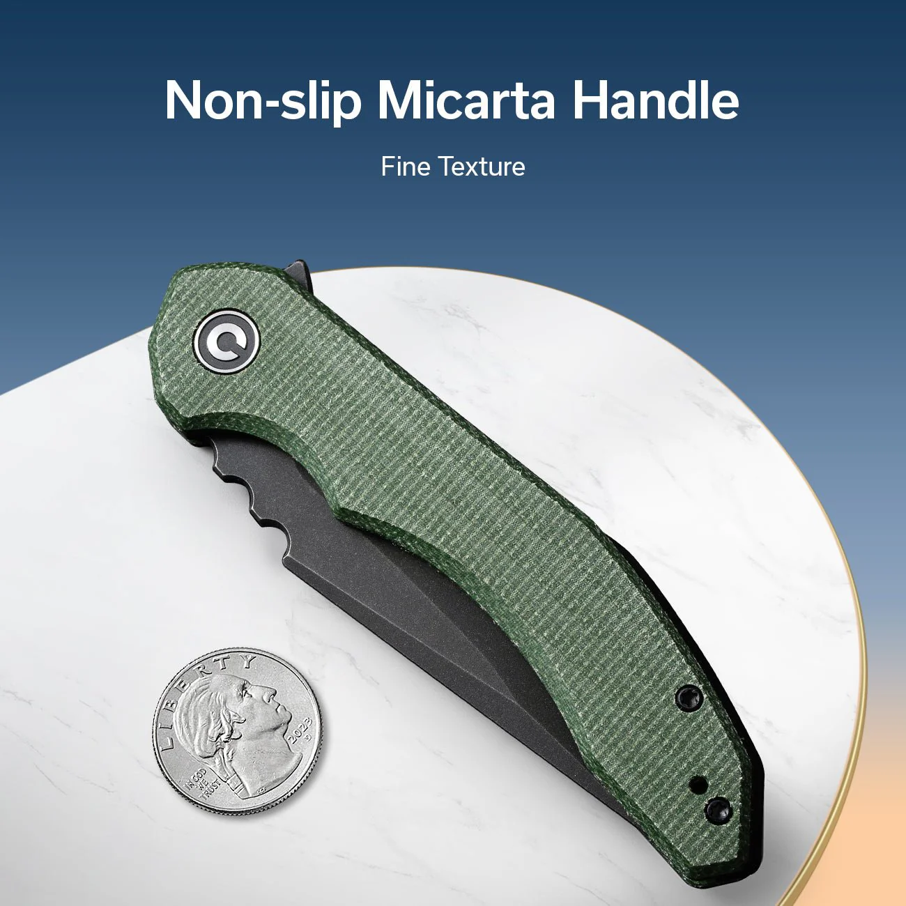 CIVIVI Bluetick Flipper Knife Micarta Handle (3.47" 14C28N Blade) C23050-3 - Image 5