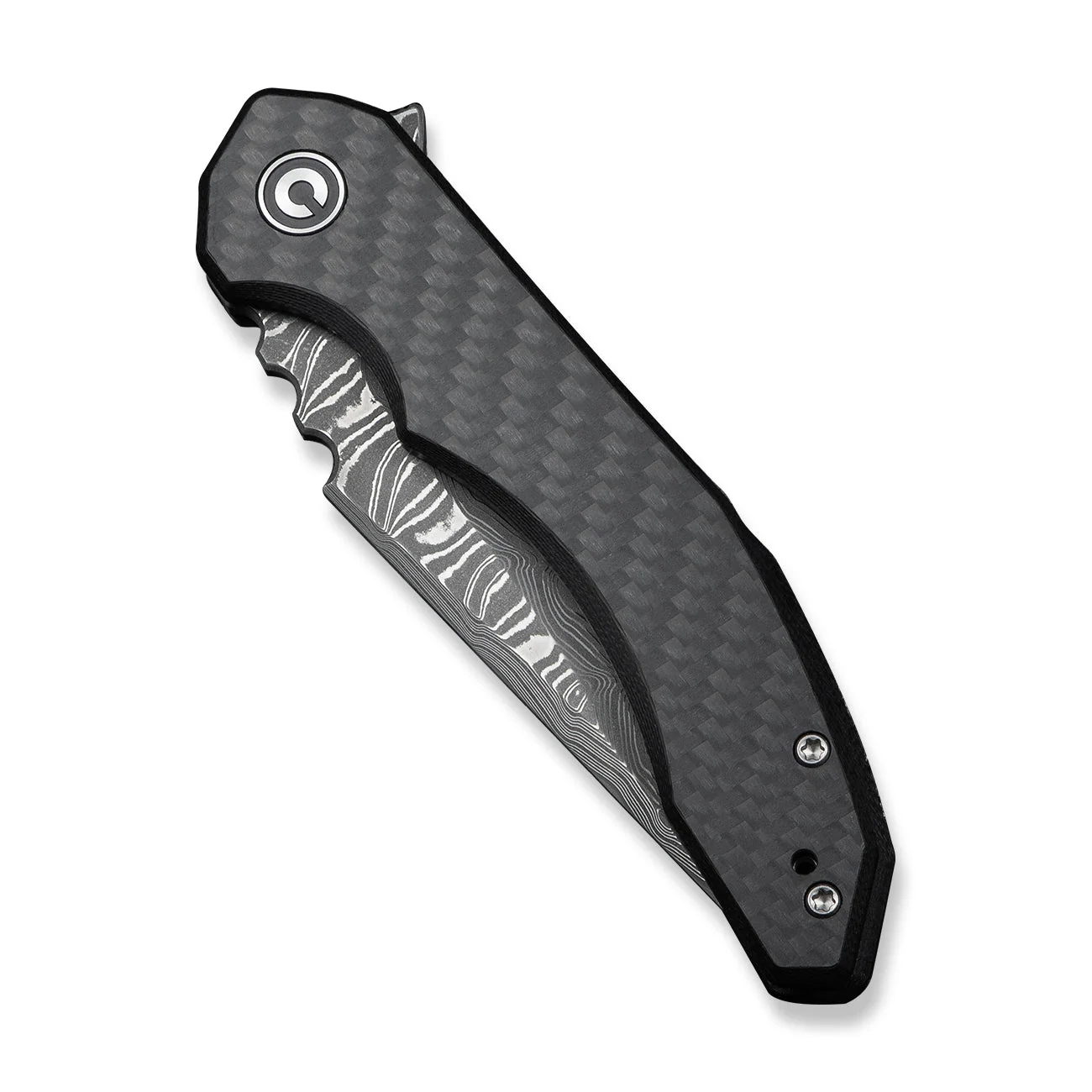 CIVIVI Bluetick Flipper Knife Carbon Fiber Overlay On Black G10 Handle (3.47" Damascus Blade) C23050-DS2 - Image 12