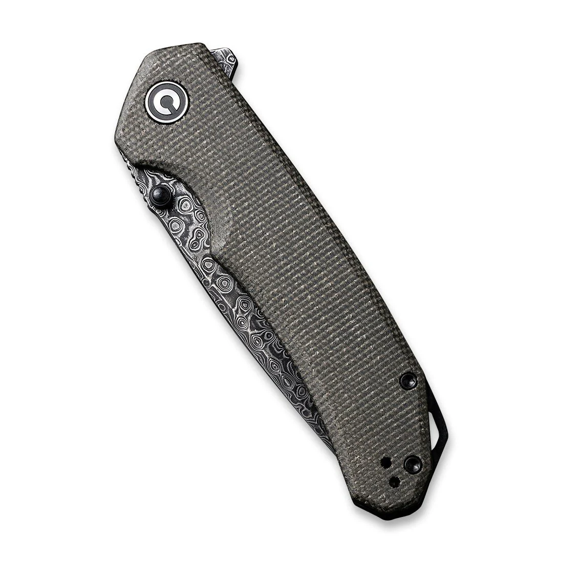 CIVIVI Brazen Flipper & Thumb Stud Knife Micarta Handle (3.46" Damascus Blade) C2102DS-3 - Image 5