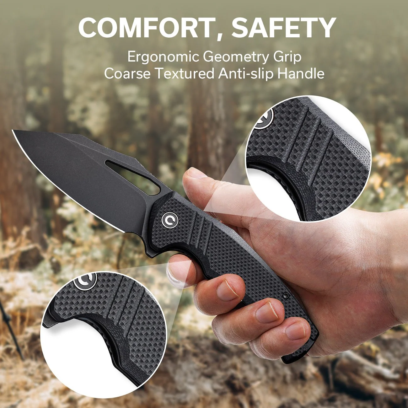CIVIVI BullTusk Flipper & Thumb Hole Knife G10 Handle (3.48" 14C28N Blade) C23017-1 - Image 4