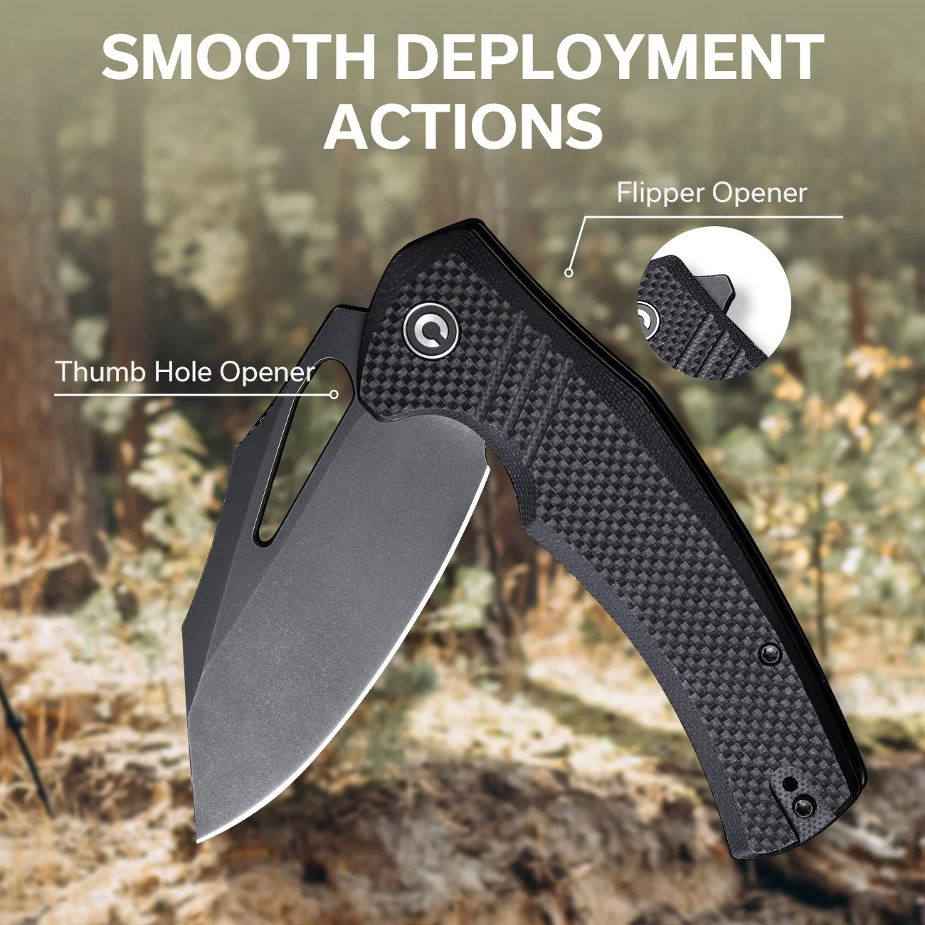 CIVIVI BullTusk Flipper & Thumb Hole Knife G10 Handle (3.48" 14C28N Blade) C23017-1 - Image 5