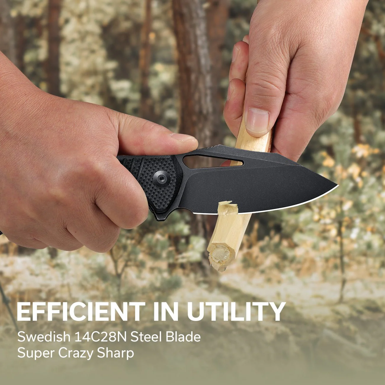 CIVIVI BullTusk Flipper & Thumb Hole Knife G10 Handle (3.48" 14C28N Blade) C23017-1 - Image 6