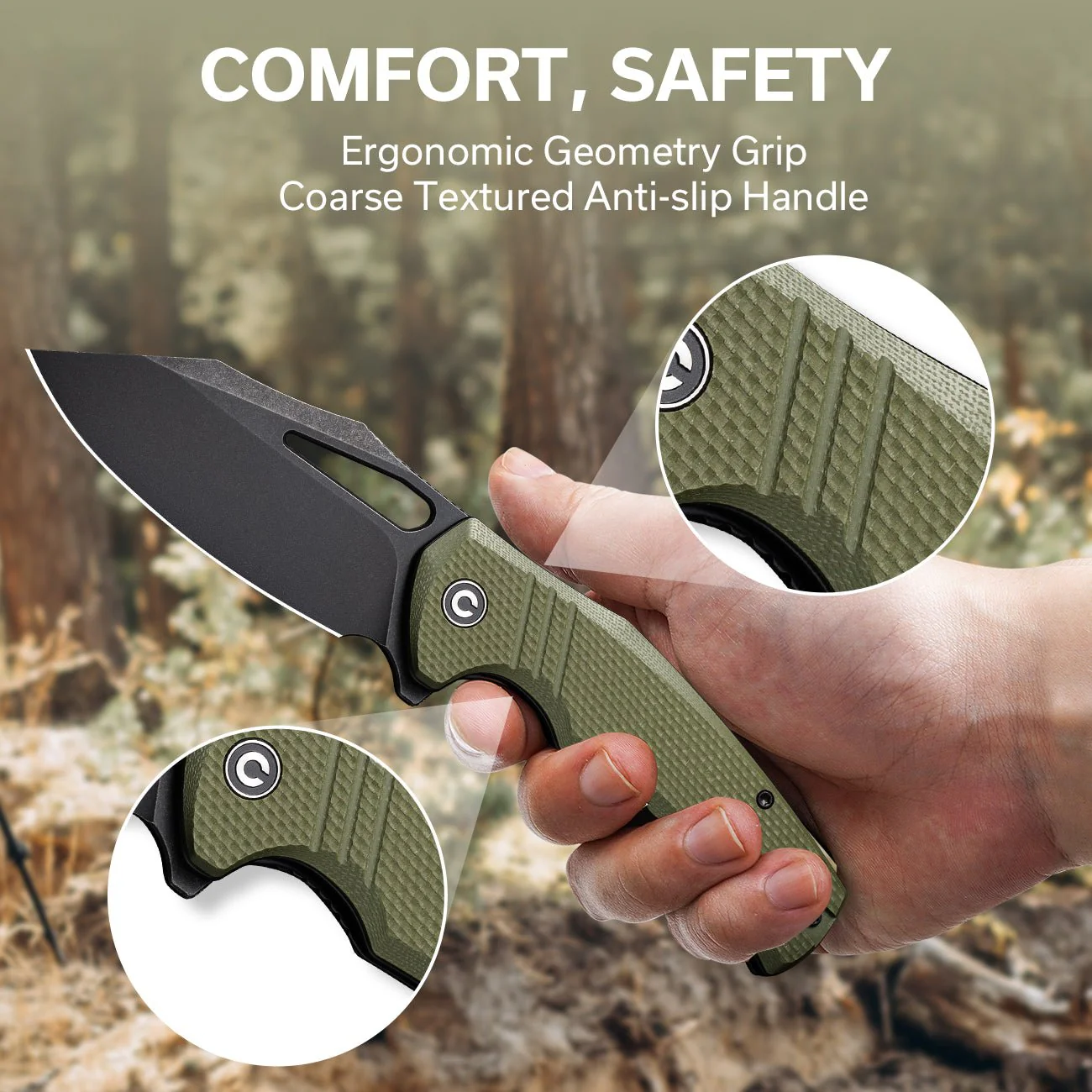 CIVIVI BullTusk Flipper & Thumb Hole Knife G10 Handle (3.48" 14C28N Blade) C23017-2 - Image 4