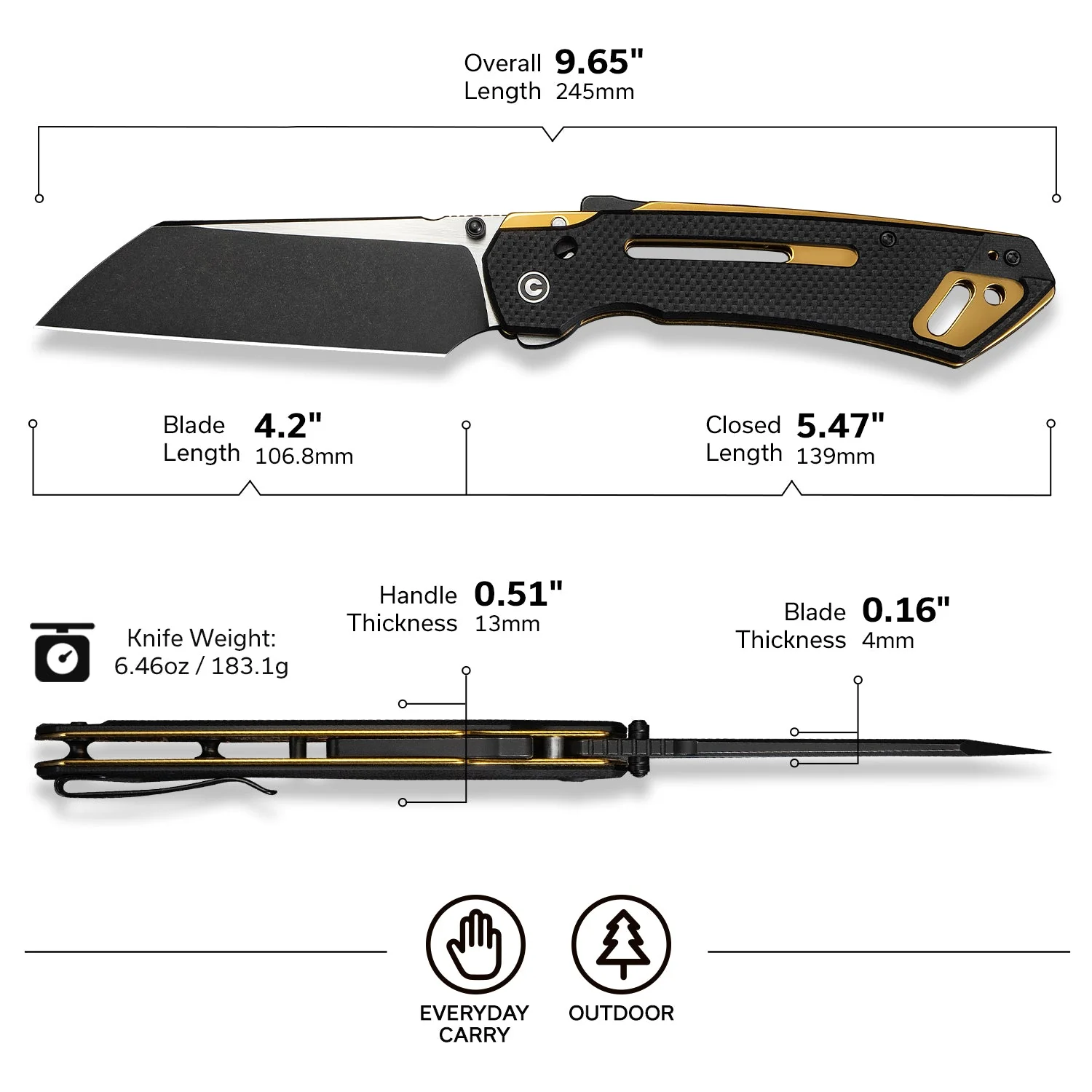 CIVIVI Buster FG Thumb Stud & Superlock Knife G10 Handle (4.2" Nitro-V Blade) C24052-1 - Image 7
