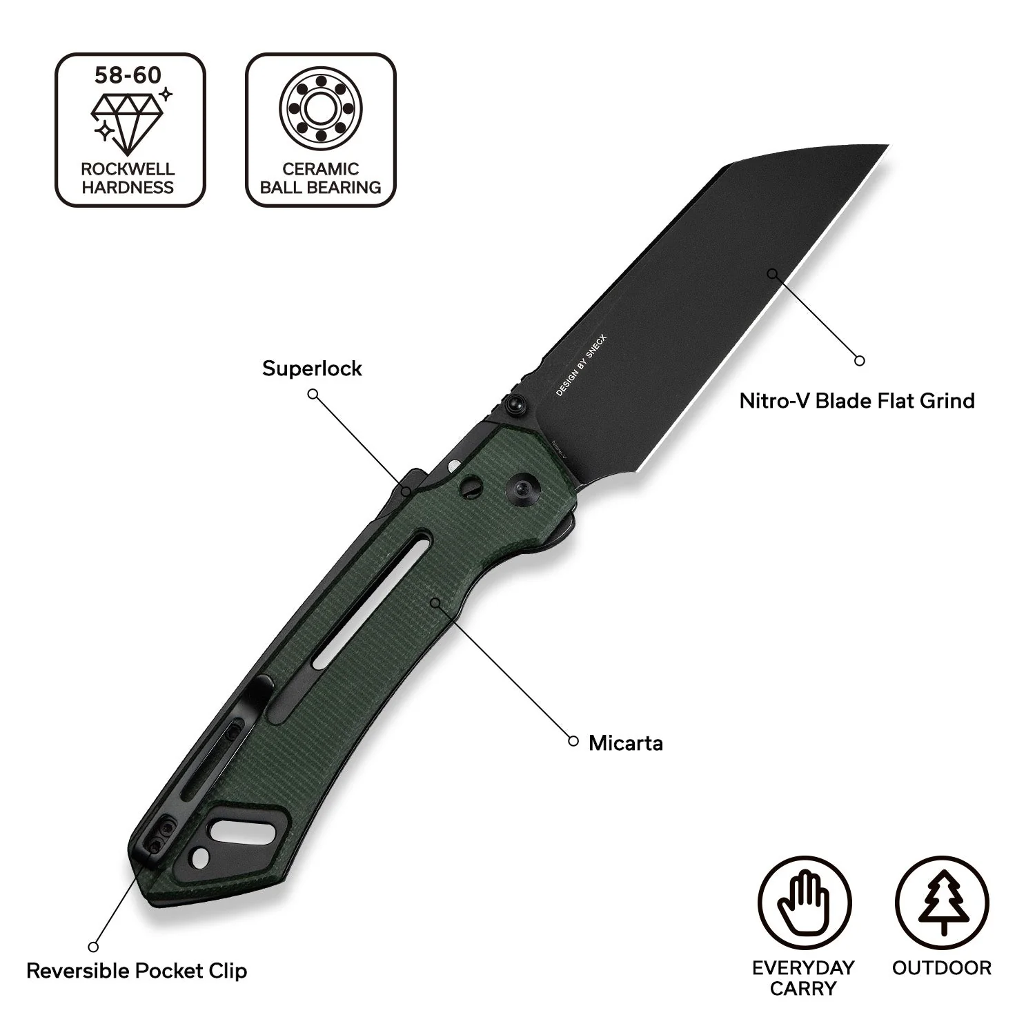 CIVIVI Buster FG Thumb Stud & Superlock Knife Micarta Handle (4.2" Nitro-V Blade) C24052-3 - Image 8