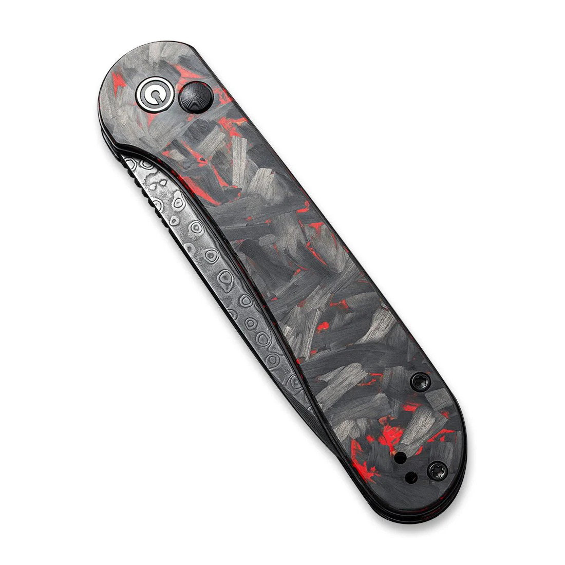 CIVIVI Button Lock Elementum Pocket Knife Carbon Fiber Handle (3.47" Damascus Blade) C2103DS-2 - Image 5