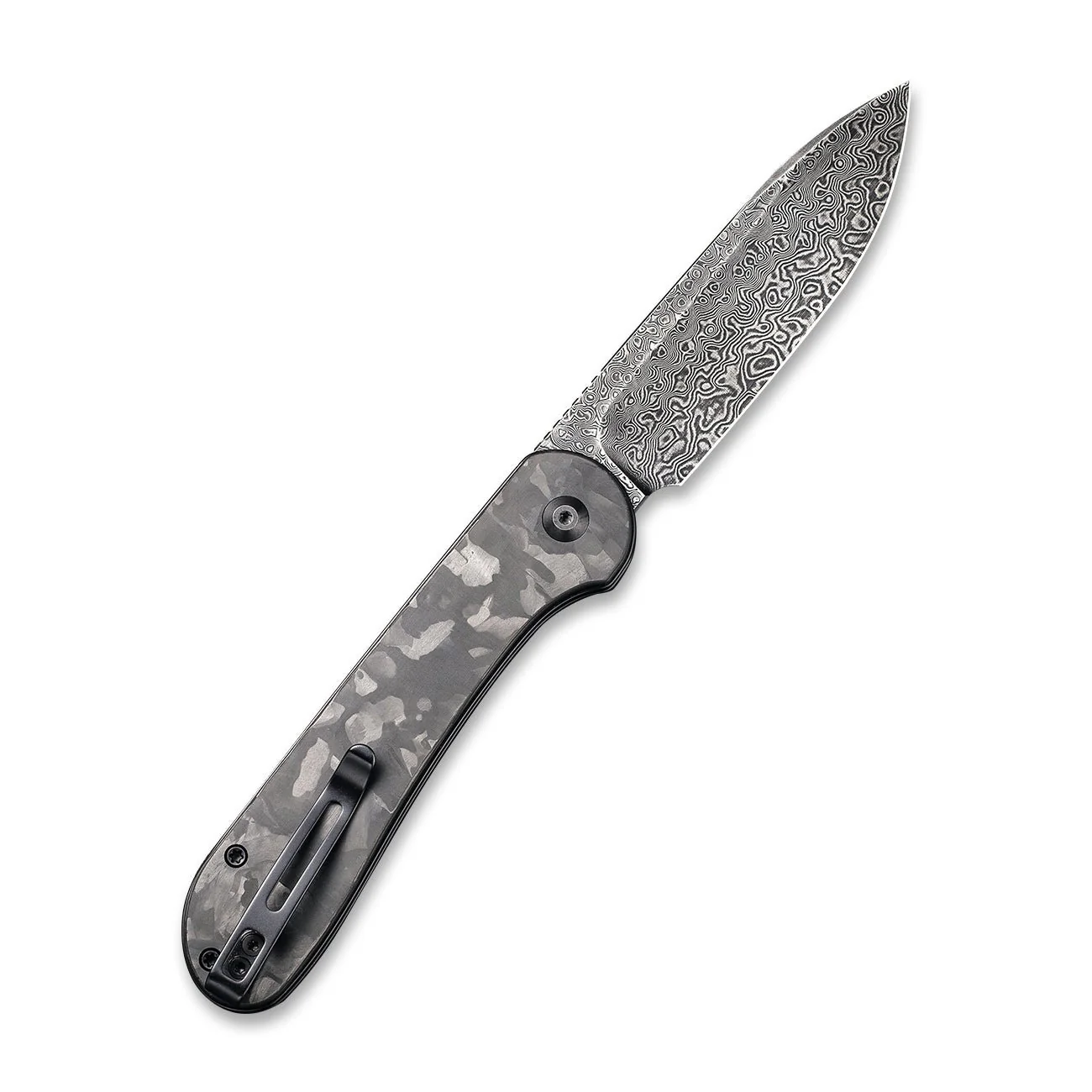CIVIVI Button Lock Elementum Pocket Knife Carbon Fiber Handle (3.47" Damascus Blade) C2103DS-3 - Image 2
