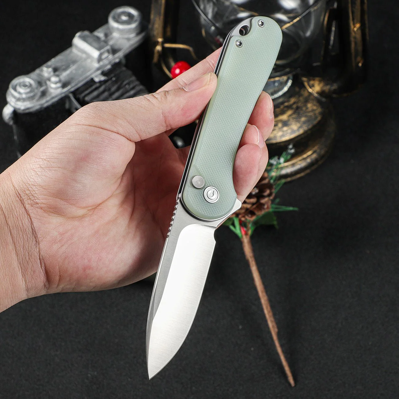 CIVIVI Button Lock Elementum II Flipper Knife G10 Handle (2.96" Nitro-V Blade) C18062P-2 - Image 5
