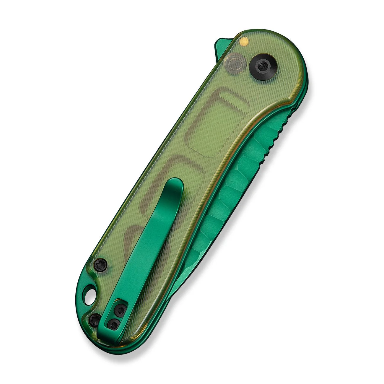 CIVIVI Button Lock Elementum II Flipper Knife Polished Yellow Ultem Handle (2.96" Green Painted Nitro-V Blade) C18062P-2026 BS1 - Image 4