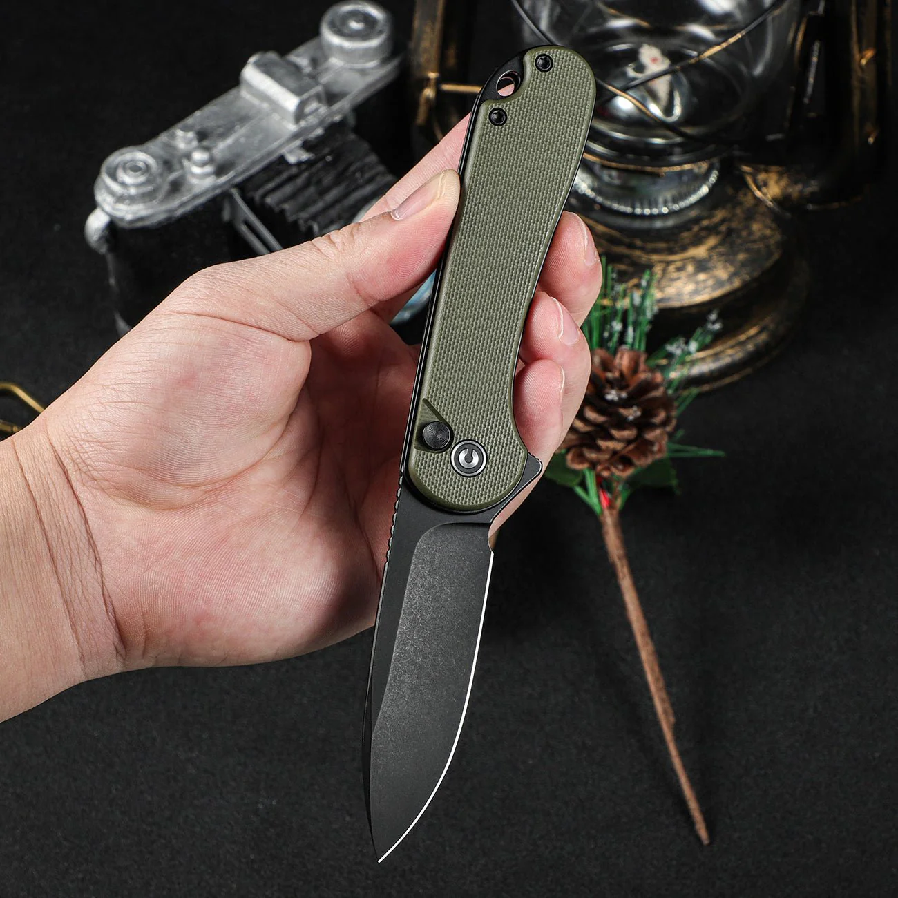 CIVIVI Button Lock Elementum II Flipper Knife G10 Handle (2.96" Nitro-V Blade) C18062P-3 - Image 5